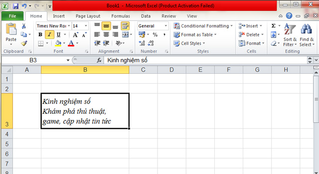 Cách xuống hàng trong Excel