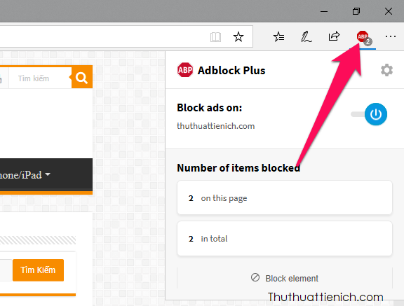 Mặc định sau khi được cài đặt, AdBlock Plus sẽ tự động chặn quảng cáo trên các trang web bạn truy cập
