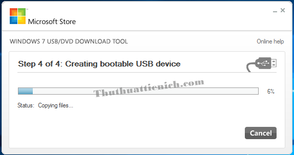Bắt đầu quá trình tạo USB cài đặt Windows