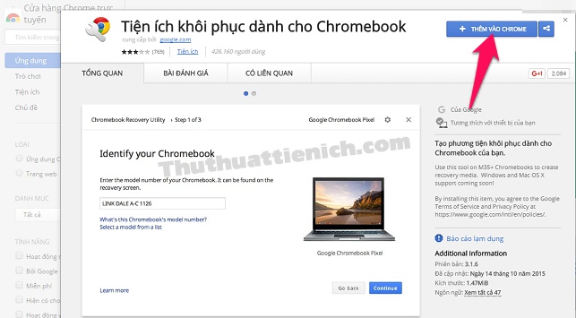 Cài đặt add-on Chromebook Recovery Unility
