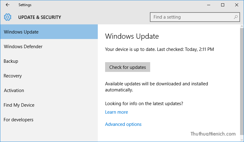 Không tìm thấy bản cập nhật Anniversary trong Windows Update