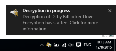 Bắt đầu quá trình giải mã, bỏ khóa BitLocker