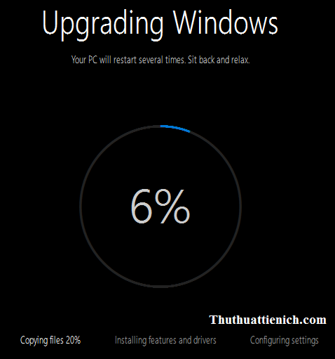 Bắt đầu quá trình cài đặt Windows 10