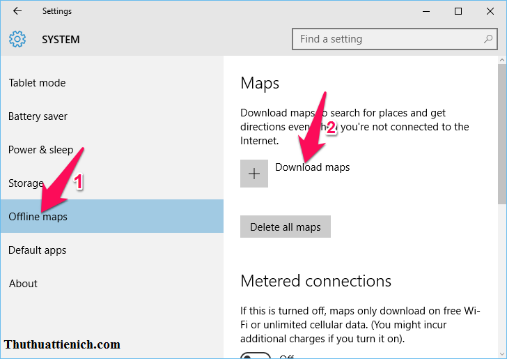 Chọn Offline maps -> Download maps