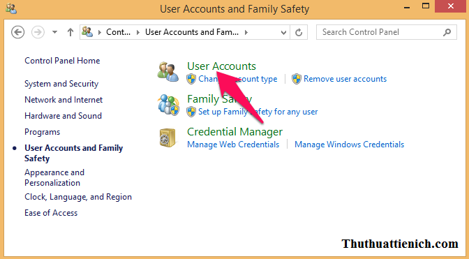 Chọn User Accounts