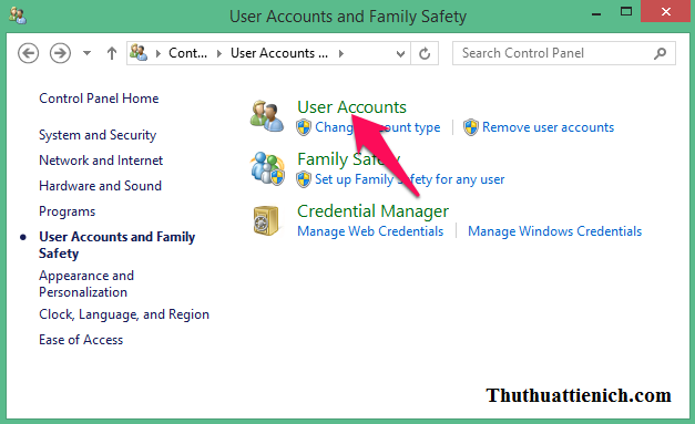Chọn User Accounts