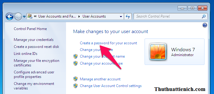 Nhấn nút Create a password for your account