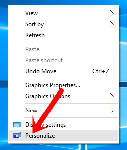 Nhấn chuột phải lên màn hình Desktop chọn Personalize