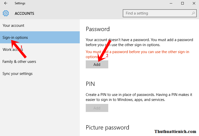 Hướng dẫn tạo mật khẩu đăng nhập cho người dùng (User) trên Windows 10