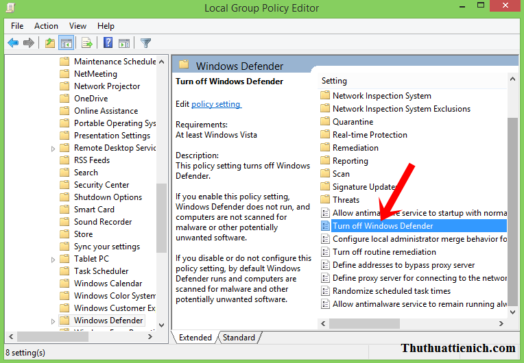 Hướng dẫn bật/tắt phần mềm Windows Defender trên Windows 8/8.1
