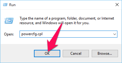 Nhấn Windows + R rồi nhập lệnh powercfg.cpl, sau đó Enter