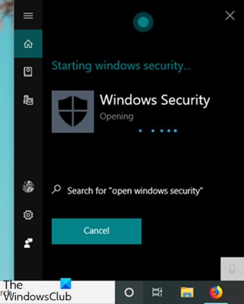 Mở Bảo mật Windows qua Cortana