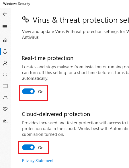 Tắt tính năng Bảo vệ theo thời gian thực và bảo vệ đám mây trong Bảo mật Windows