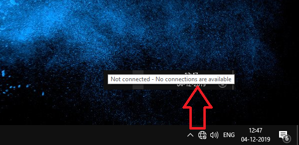 Ethernet không được kết nối Không có kết nối nào khả dụng