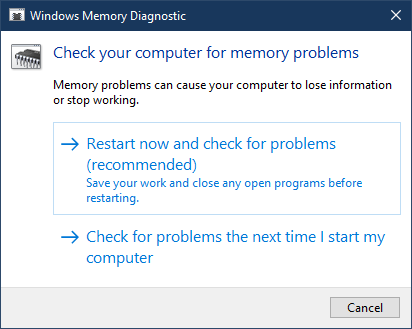 Công cụ chẩn đoán bộ nhớ Windows