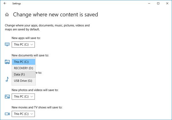 Thay đổi vị trí Lưu mặc định trong Windows 10