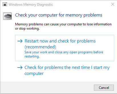 Chẩn đoán bộ nhớ Windows