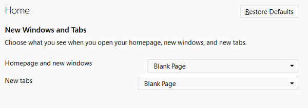 Trang trống Windows và tab mới