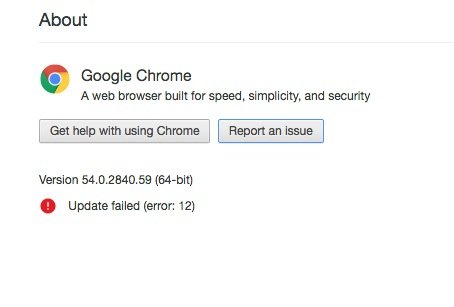 Sự cố cập nhật Chrome và cập nhật không thành công