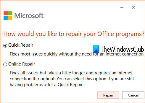 Sửa chữa Microsoft Office