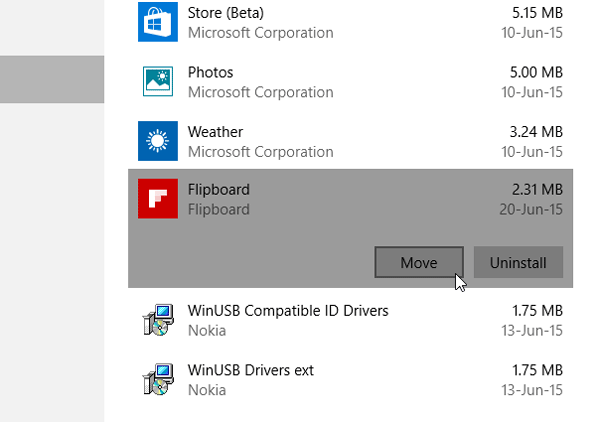 Di chuyển các ứng dụng Windows 10 sang Drive khác