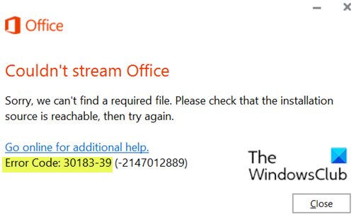 Mã lỗi Microsoft Office 30183-39