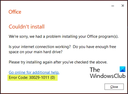 Mã lỗi Microsoft Office 30029-1011
