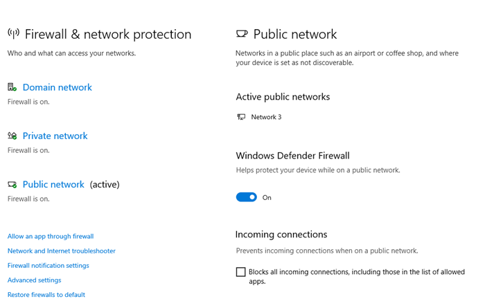 Security Settings Windows trong Windows 10