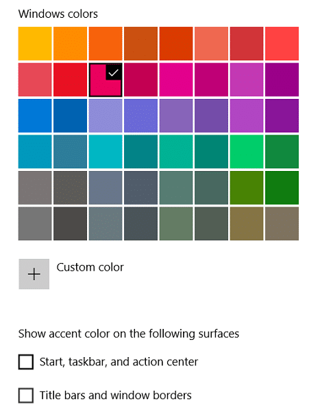 Không thể thay đổi Màu thanh tác vụ trong Windows 10