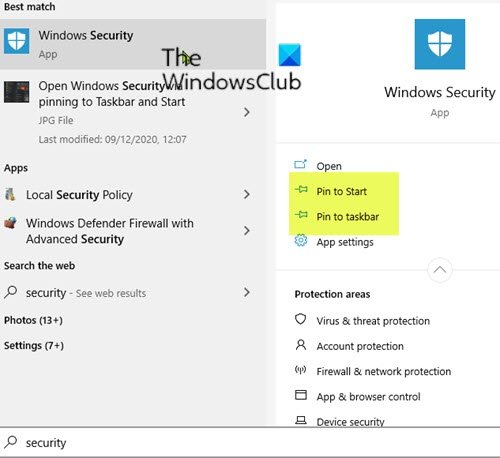 Open Windows Security bằng cách ghim vào Taskbar và Menu Start-2