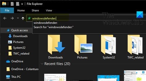 Open Windows Security qua File Explorer