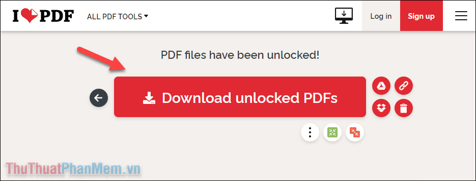 Nhấn nút Download unlocked PDFs để tải xuống file PDF mới