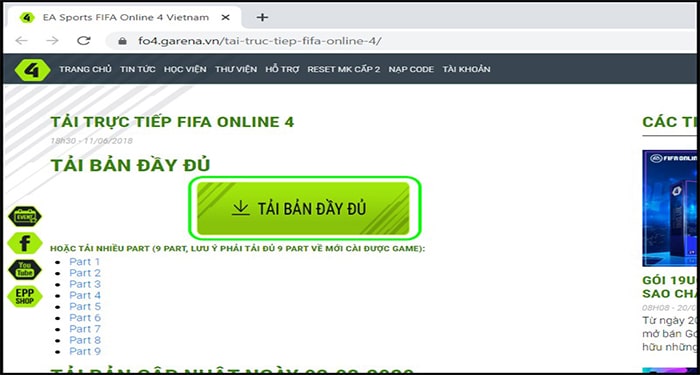 Cách tải FIFA Online 4