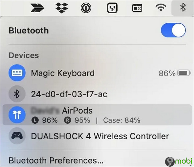 kiem tra pin tai nghe AirPod tren Mac