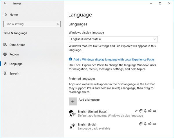 Cách thay đổi ngôn ngữ trong Windows 10