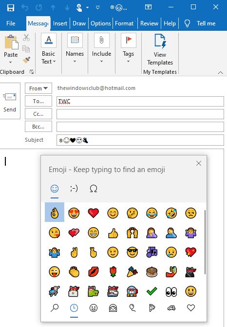 chèn biểu tượng cảm xúc hoặc biểu tượng cảm xúc vào Dòng chủ đề email