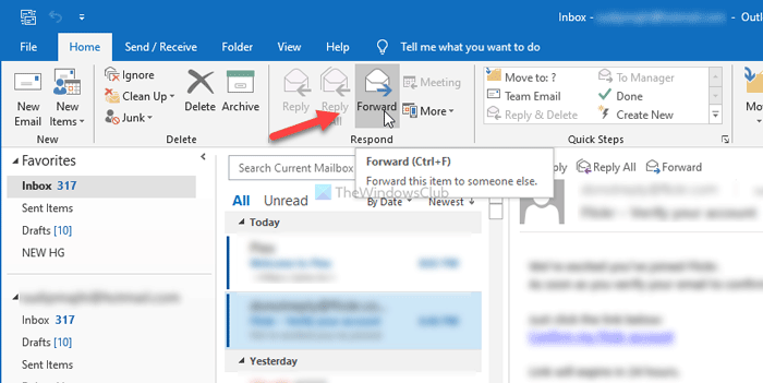 Cách chuyển tiếp nhiều email trong Outlook