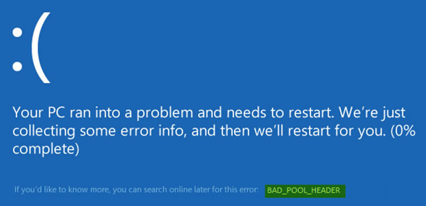 Lỗi BAD POOL HEADER trong Windows 10
