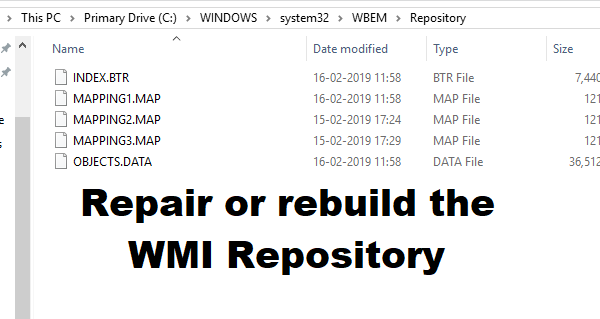 Sửa chữa hoặc xây dựng lại Kho lưu trữ WMI