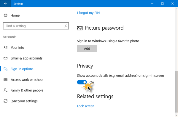 Xóa địa chỉ email khỏi màn hình đăng nhập Windows 10