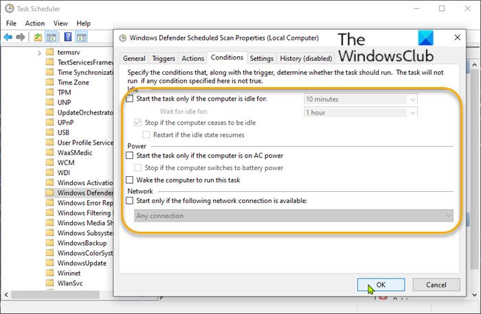 Thay đổi các tùy chọn lập lịch của Windows Defender