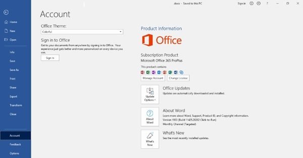 Microsoft Office chưa được kích hoạt