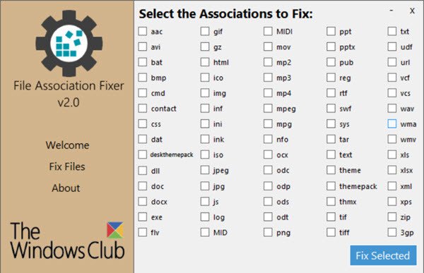 File Association Fixer dành cho Windows