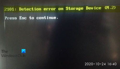 2101 Lỗi phát hiện trên thiết bị lưu trữ