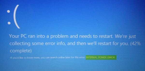 Khac phuc INTERNAL POWER ERROR Man hinh xanh tren Windows 10