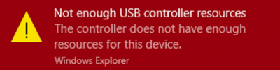 Không đủ tài nguyên bộ điều khiển USB