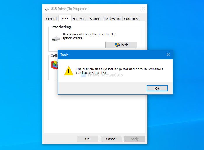 Không thể thực hiện kiểm tra đĩa vì Windows không thể truy cập đĩa