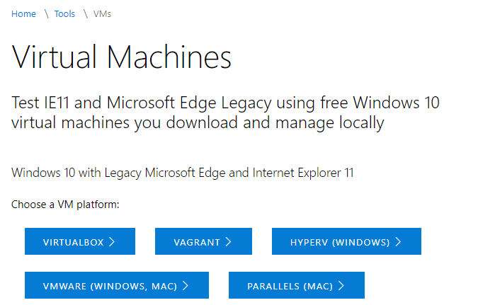 Kiểm tra IE11 Edge Legacy Windows 10