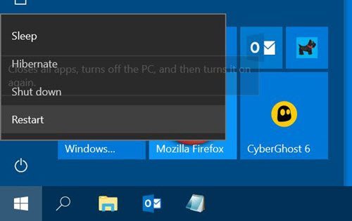 Menu Start của Windows 10 luôn mở