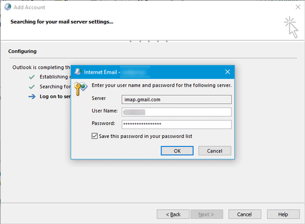 Outlook không thể kết nối với Gmail, tiếp tục yêu cầu mật khẩu